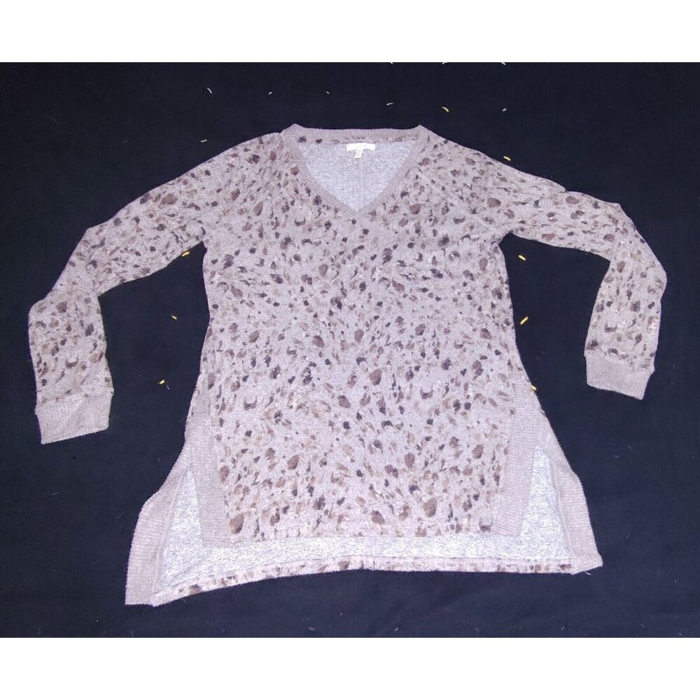 Maurices Gray Haven Cozy Animal Print V-Neck Pullover Sweater Women's Size XS